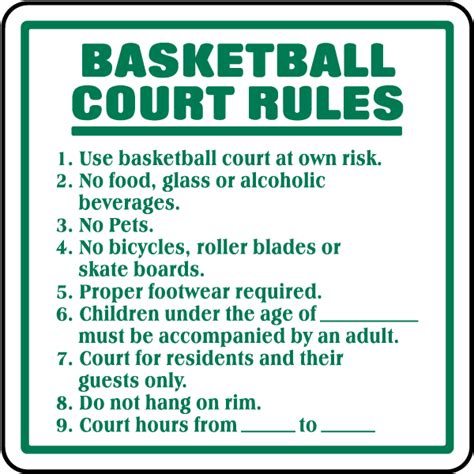 Rules and Regulations on the use of Basketball Court.
